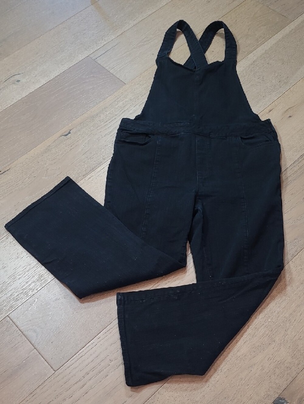 PAIGE Overalls Women's sz 32 Black Side Zip Cropped Denim Jean Overalls